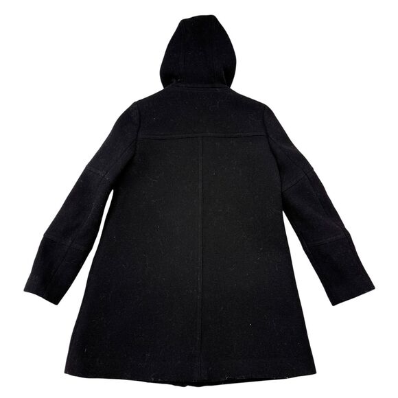 J.‎ Crew Chateau Parka Italian Wool Stadium Cloth Coat Size 2 Black NO FUR HOOD - Picture 2 of 9
